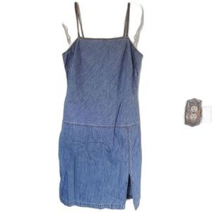 Vintage Y2K Tommy‎ Hilfiger Women's Size 6 Halter Slit Denim Dress